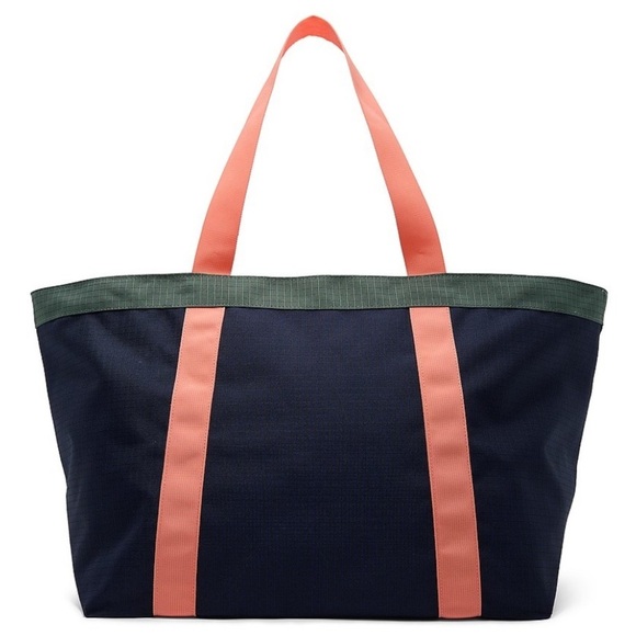 Stylish Navy Tote Bag with Pink and Green Accents - Picture 6 of 7
